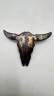 Vintage Sterling Kit Carson Buffalo Skull Brooch
